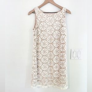 Off White Crochet Patterned Dress